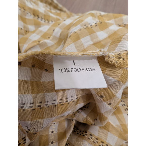 Floral Garden Midi Dress with Peter Pan Collar - Yellow Gingham - Picture 9 of 9